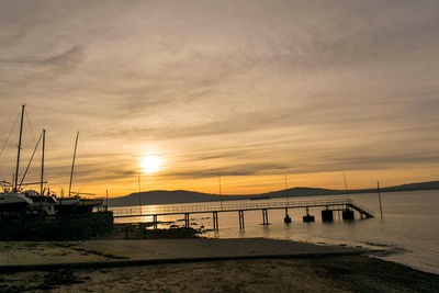 Scenic view of beach against sky during sunset