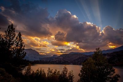 Scenic view of mountains against cloudy sky