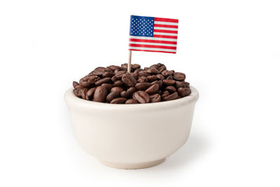 View of chocolate cake on white background