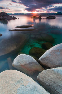 Scenic view of sea against sky during sunset