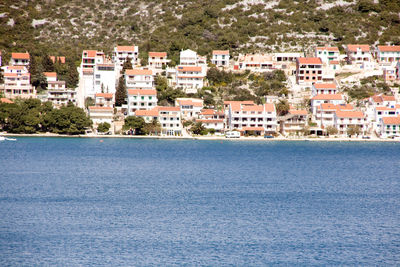 View of the peninsula murter with eponymous town tismo