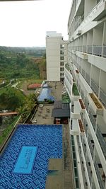 High angle view of buildings against sky