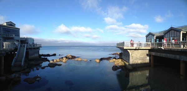 Panoramic view of sea against blue sky