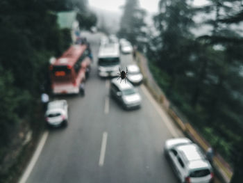 Traffic on road in city