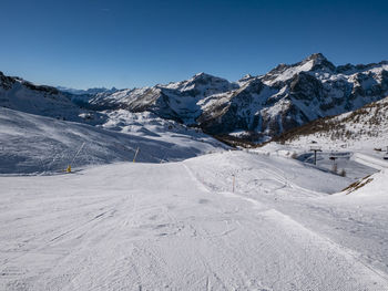 Ski slope in the alps of gressoney