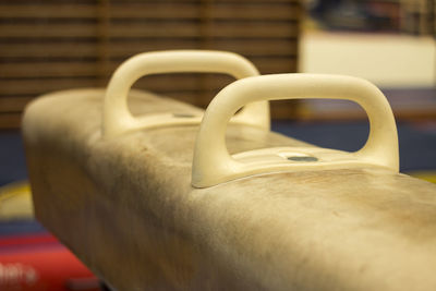 Close-up of chair in swimming pool