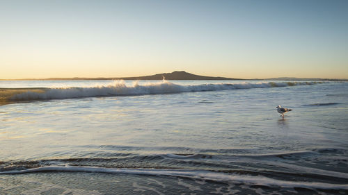 Scenic view of sea against sky during sunset