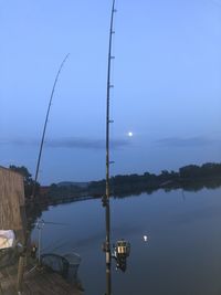 Scenic view of lake against sky at dusk