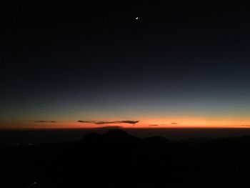 Scenic view of silhouette landscape against sky at sunset