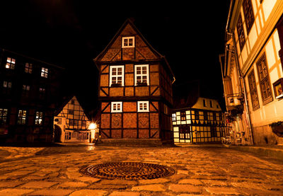 Illuminated building at night