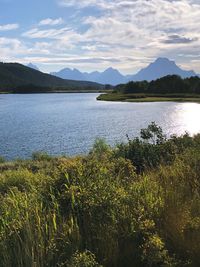 Scenic view of lake against sky