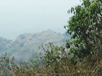 Scenic view of mountains against clear sky