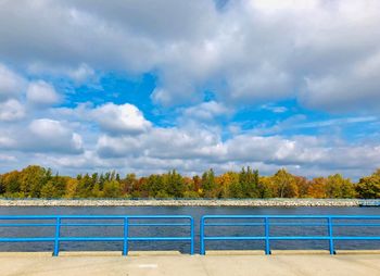 Scenic view of swimming pool against sky