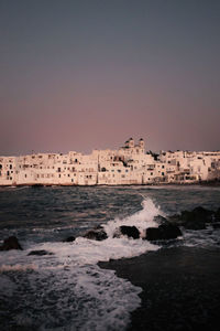 Scenic view of sea against clear sky