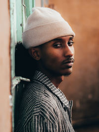 Side view of young man looking away