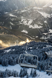 Scenic view of snow covered mountains