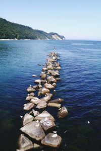 Scenic view of sea against clear sky