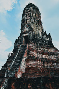 Low angle view of stupa against sky