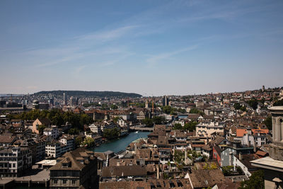 High angle view of townscape against sky