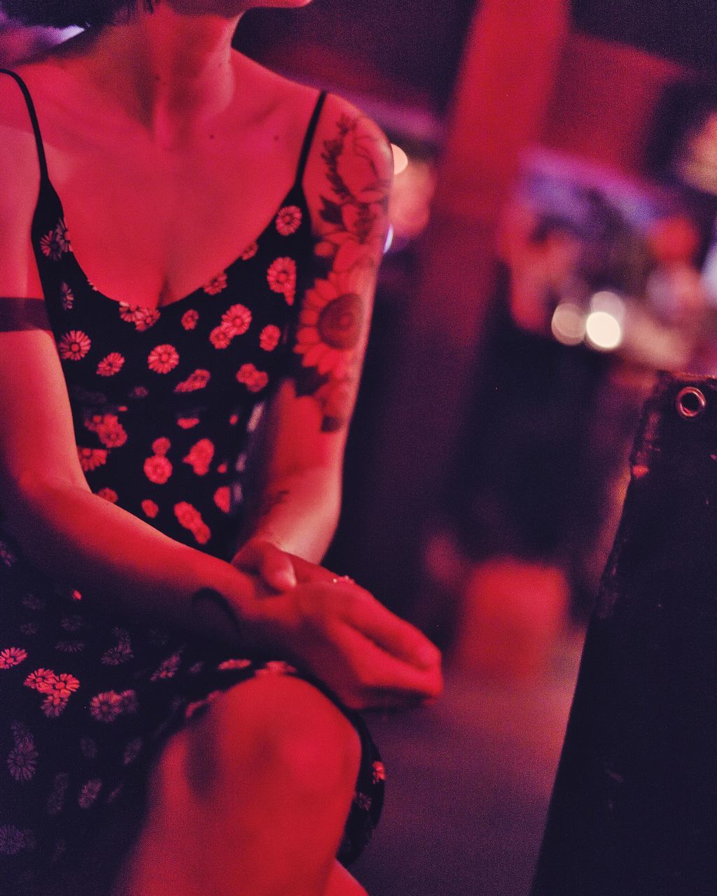 red, adult, one person, women, arts culture and entertainment, indoors, fashion, nightlife, performing arts, clothing, dancing, performance art, night, entertainment, young adult, midsection, person, dress, nightclub