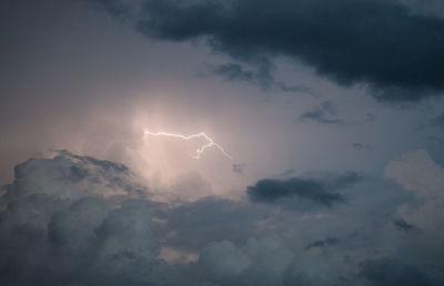 Low angle view of lightning in sky