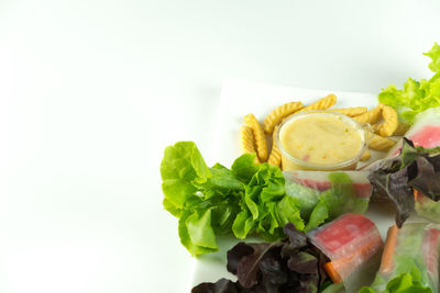 Close-up of food against white background