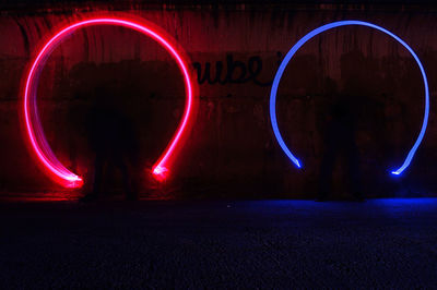 Light painting on wall at night