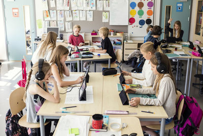 High school students sitting in classroom