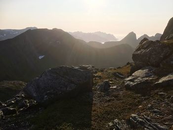 Scenic view of rocky mountains against sky