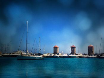 Boats in calm sea