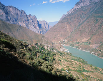 Scenic view of mountains against sky