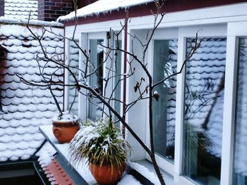 Snow on house during winter