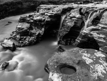 Water flowing through rocks