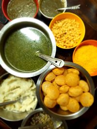 High angle view of food in container