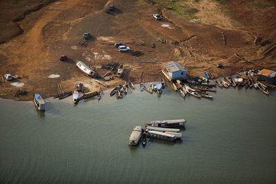 Aerial view of boats in the sea in brazil