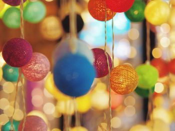 Close-up of colorful hanging light