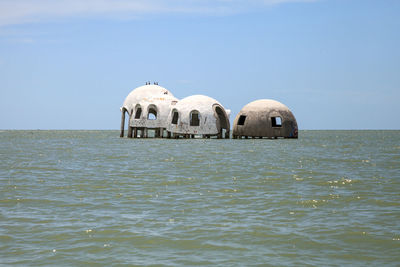 Blue sky over the cape romano dome house ruins in the gulf coast of florida