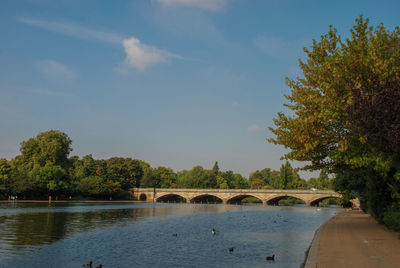 Bridge over river against sky