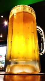 Close-up of beer glass