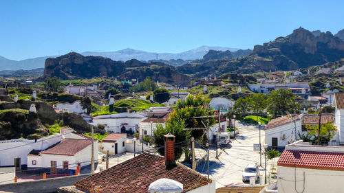 High angle view of townscape against sky