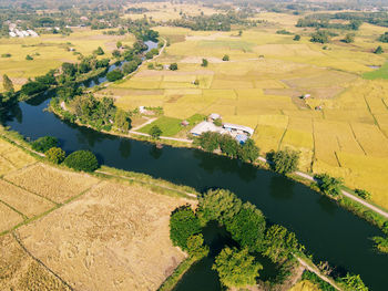 High angle view of agricultural field