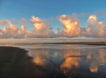 Scenic view of sea at sunset