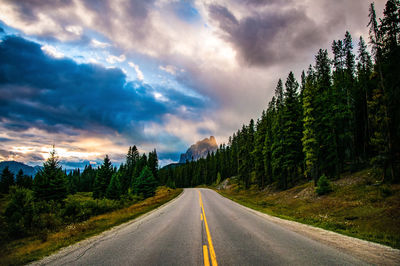 Road amidst trees against sky