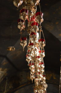 Low angle view of illuminated chandelier