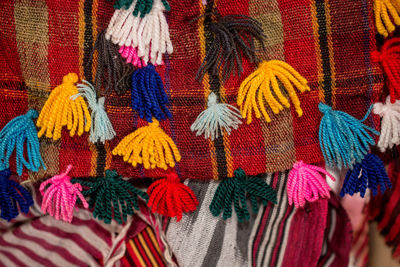 Full frame shot of multi colored umbrellas for sale in market