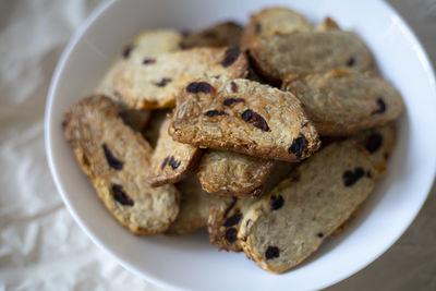 Close-up of cookies in plate