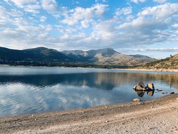 Scenic view of lake against sky