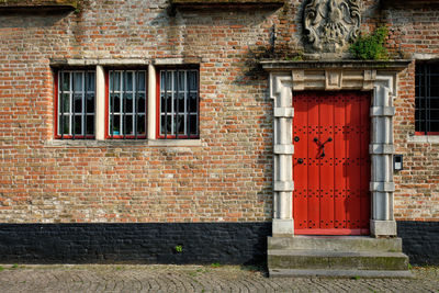 Red door of building