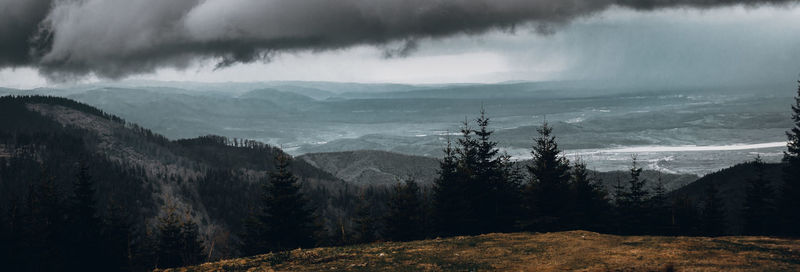 Scenic view of mountains against sky