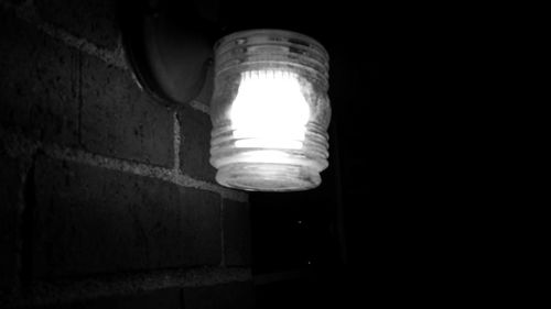 Low angle view of illuminated lamp